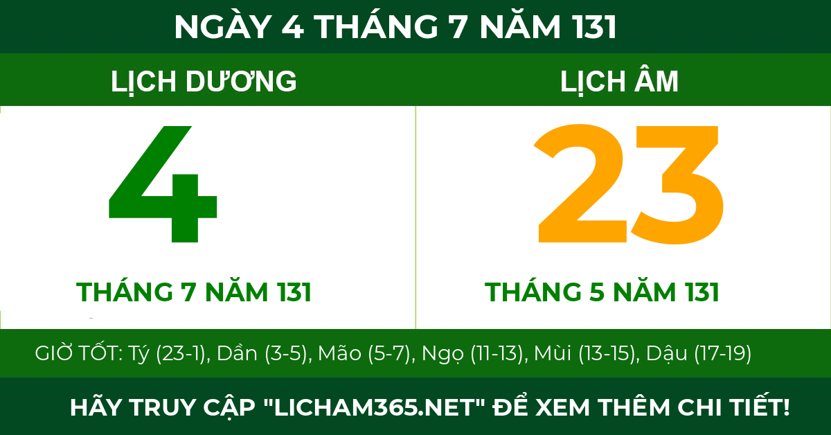lịch âm ngày 4 tháng 7 năm 131