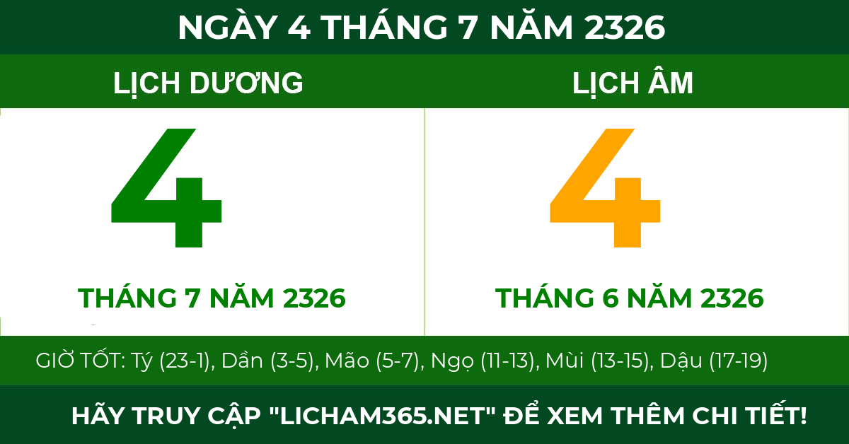 lịch âm ngày 4 tháng 7 năm 2326