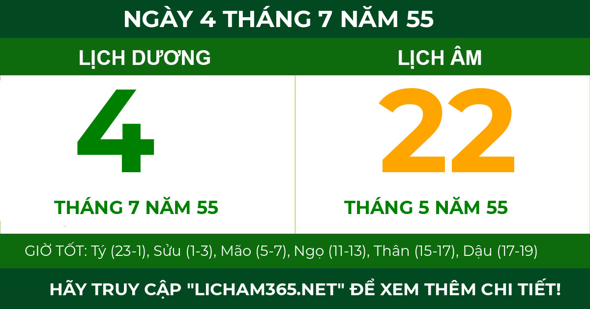 lịch âm ngày 4 tháng 7 năm 55