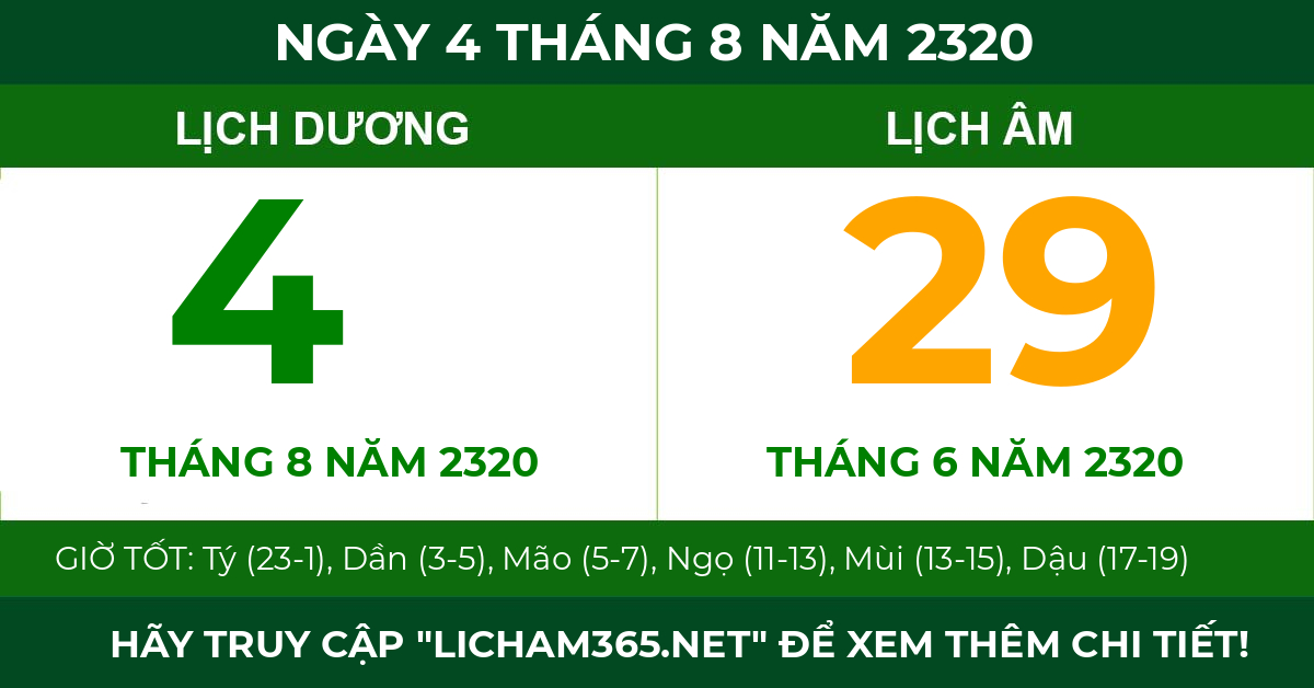 lịch âm ngày 4 tháng 8 năm 2320