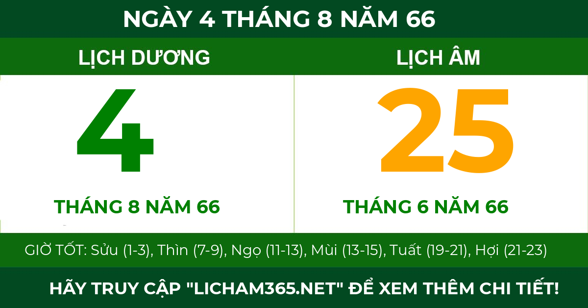 lịch âm ngày 4 tháng 8 năm 66