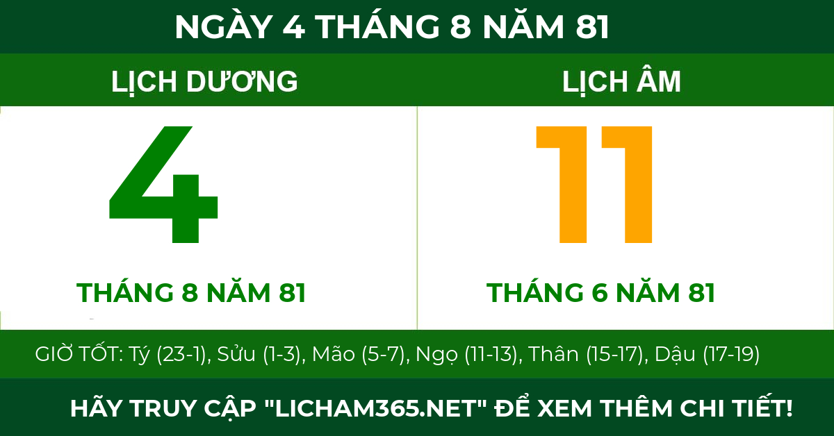 lịch âm ngày 4 tháng 8 năm 81