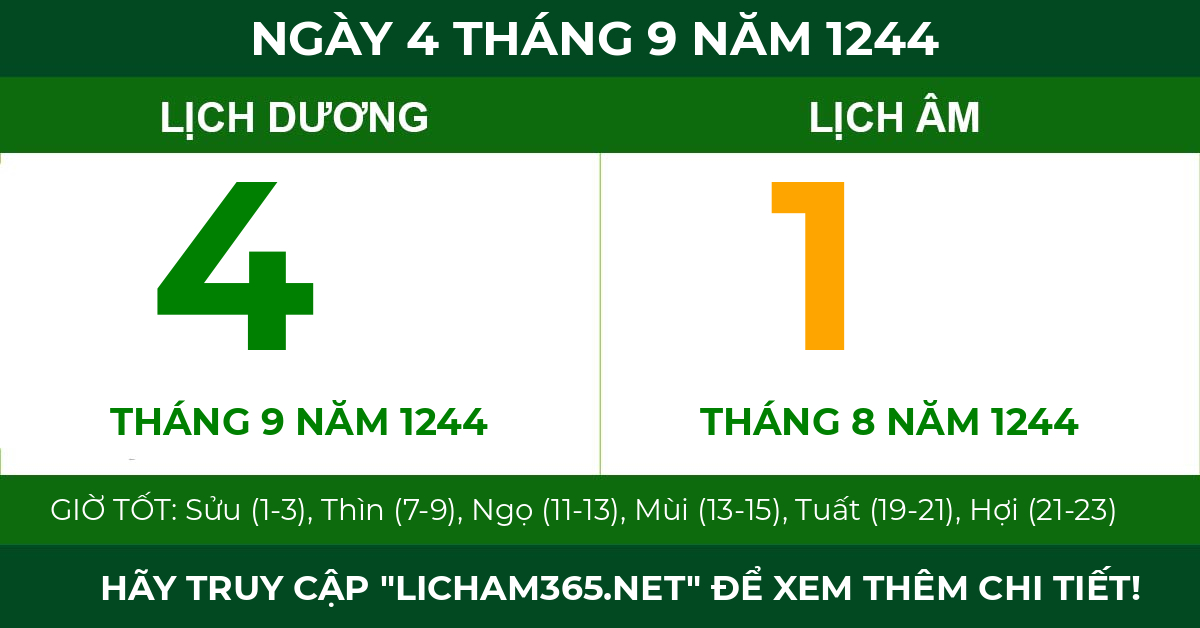 lịch âm ngày 4 tháng 9 năm 1244