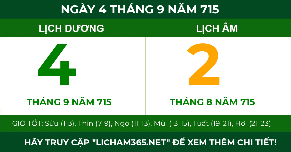lịch âm ngày 4 tháng 9 năm 715