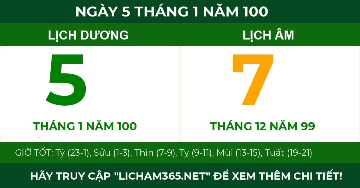 lịch âm ngày 5 tháng 1 năm 100