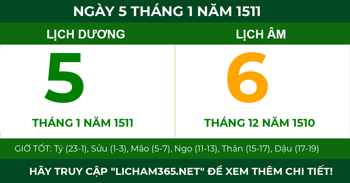 lịch âm ngày 5 tháng 1 năm 1511