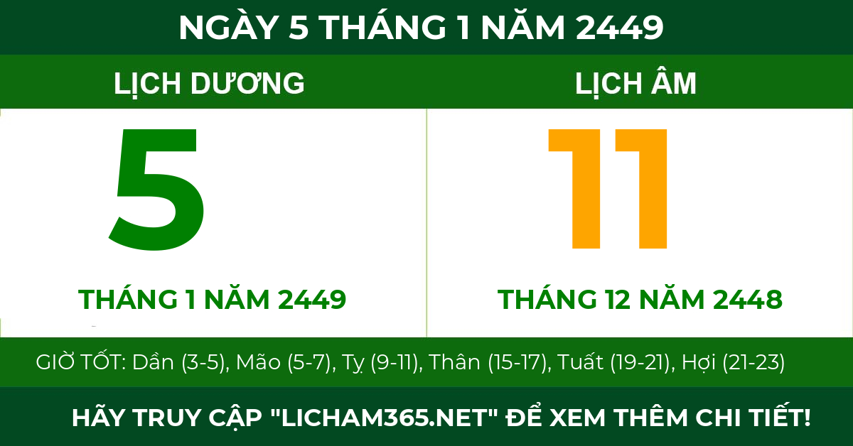 lịch âm ngày 5 tháng 1 năm 2449