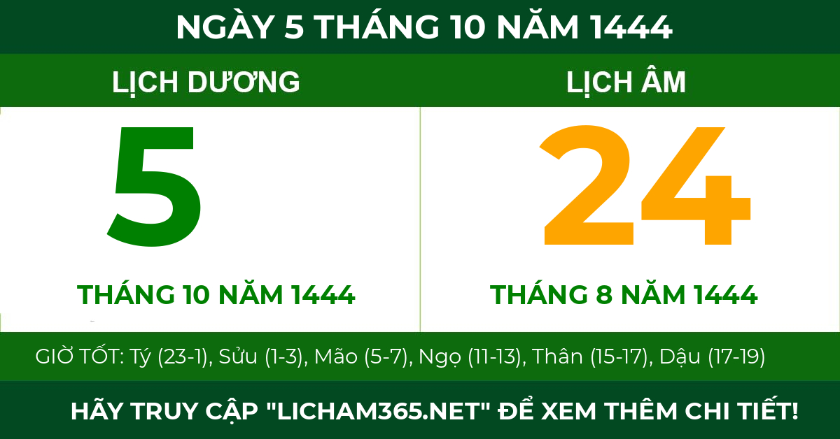 lịch âm ngày 5 tháng 10 năm 1444