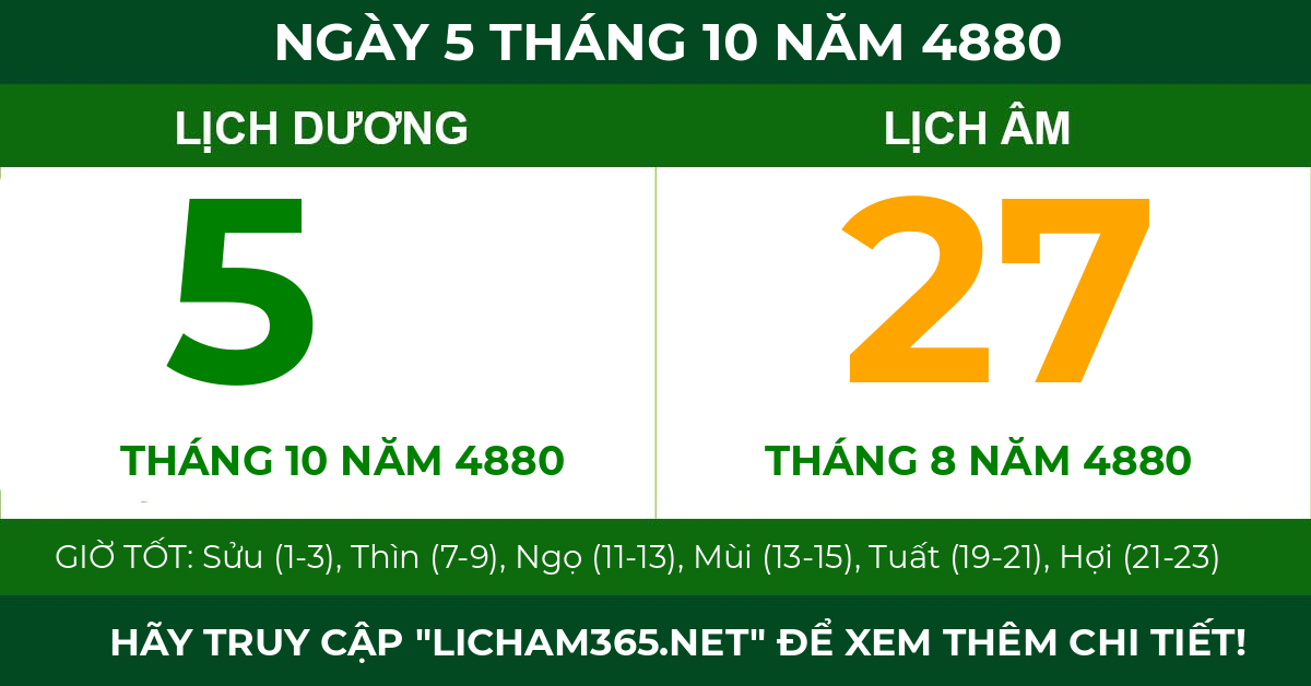lịch âm ngày 5 tháng 10 năm 4880