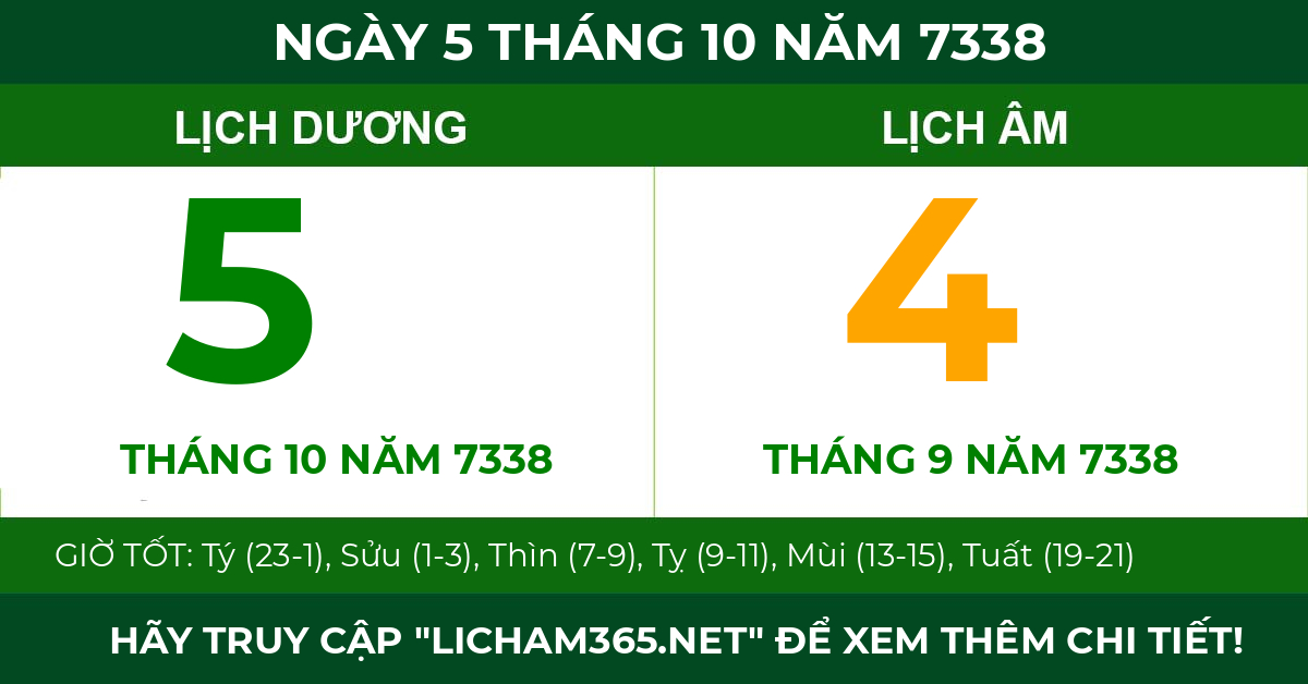 lịch âm ngày 5 tháng 10 năm 7338