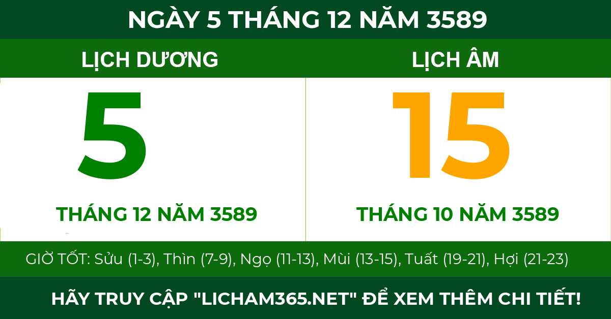 lịch âm ngày 5 tháng 12 năm 3589