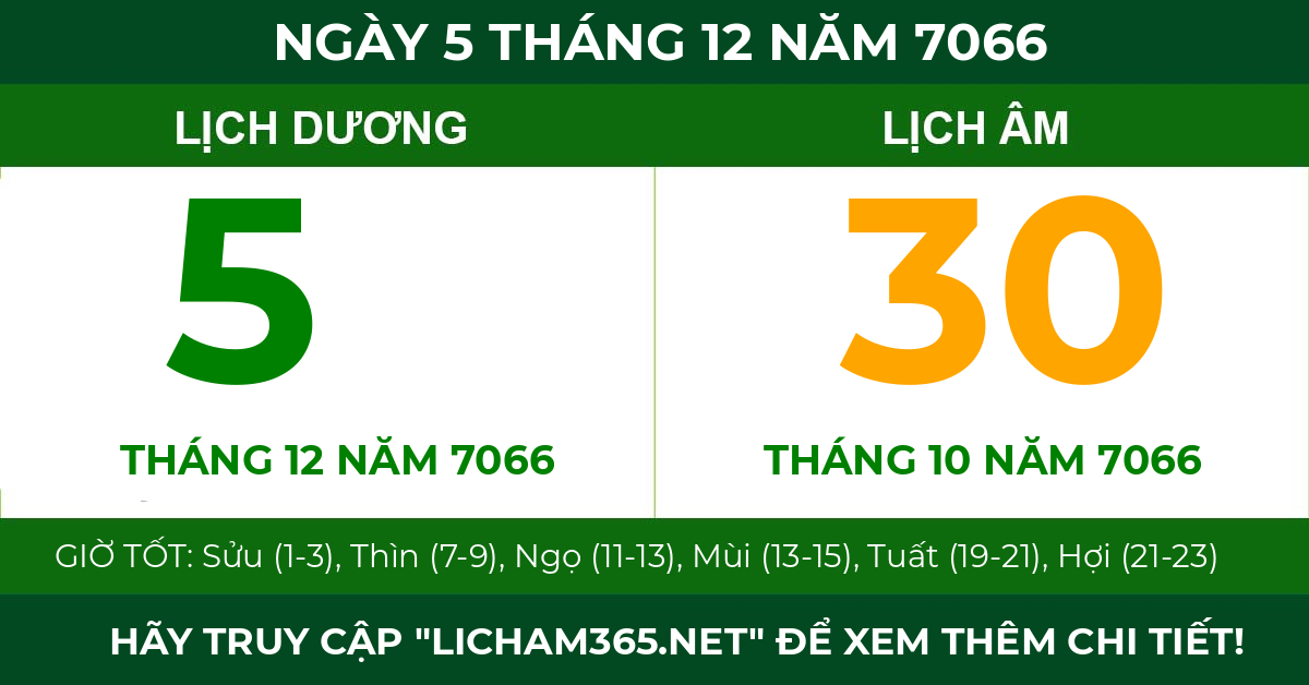 lịch âm ngày 5 tháng 12 năm 7066