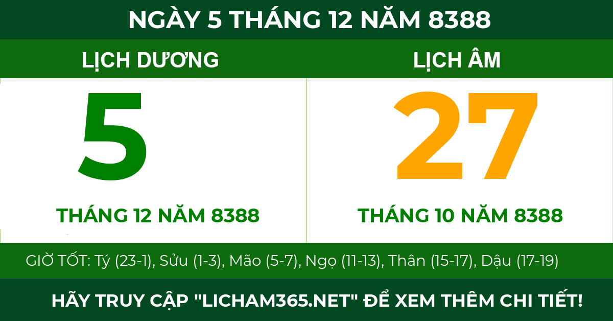 lịch âm ngày 5 tháng 12 năm 8388