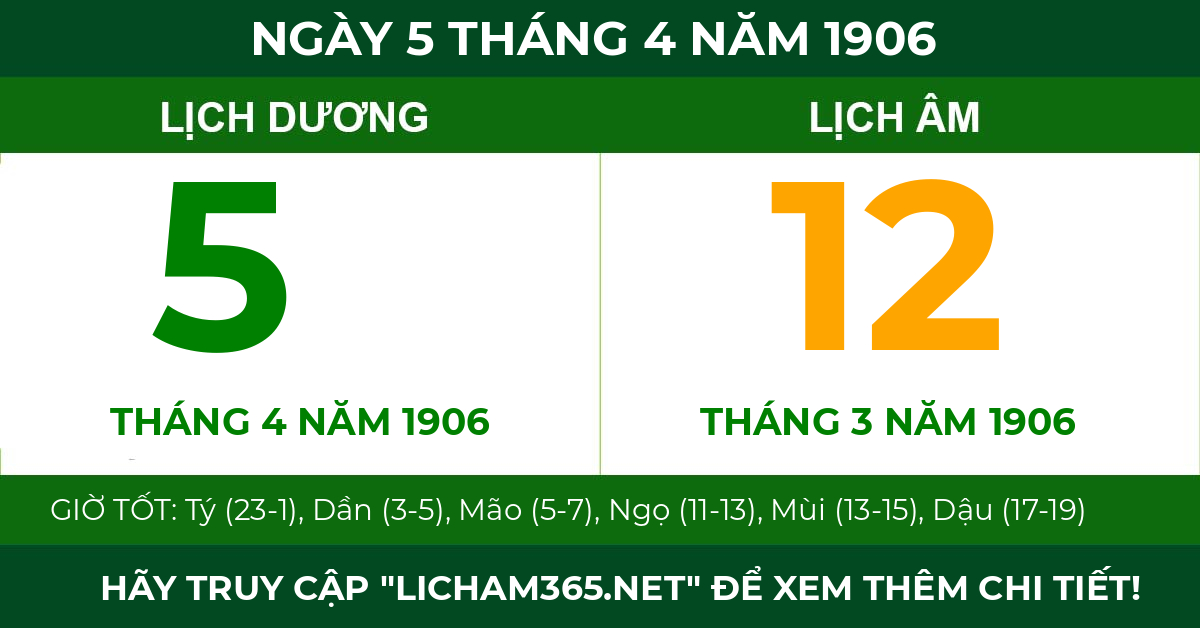 lịch âm ngày 5 tháng 4 năm 1906