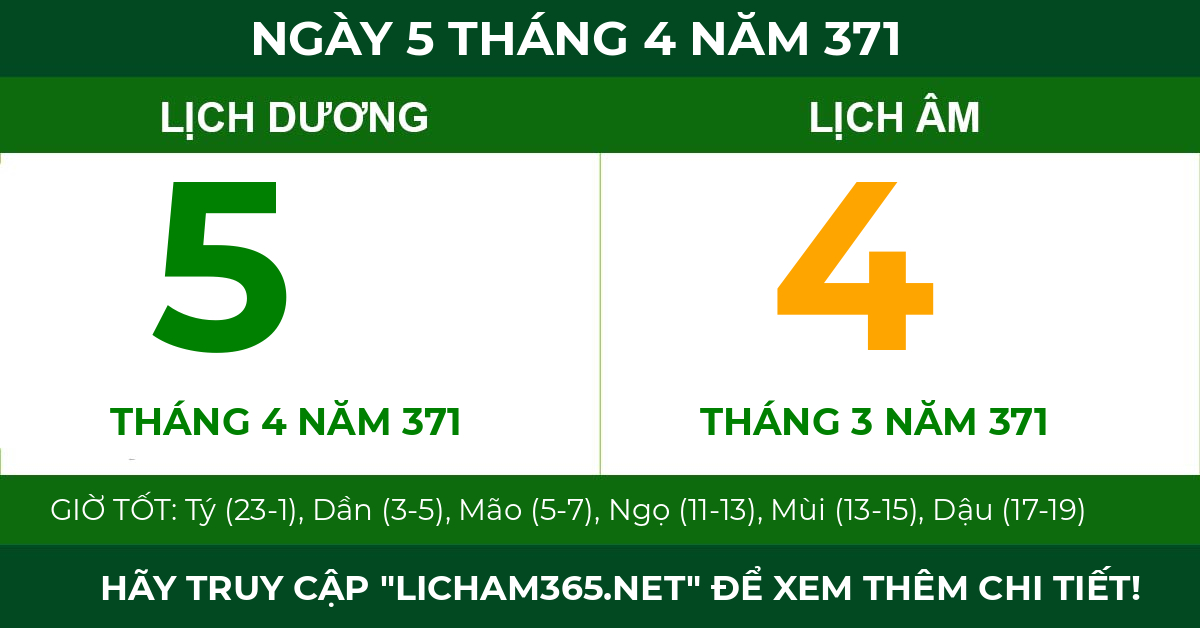 lịch âm ngày 5 tháng 4 năm 371