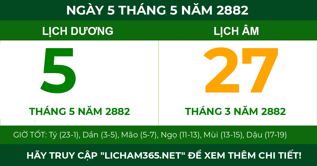 lịch âm ngày 5 tháng 5 năm 2882