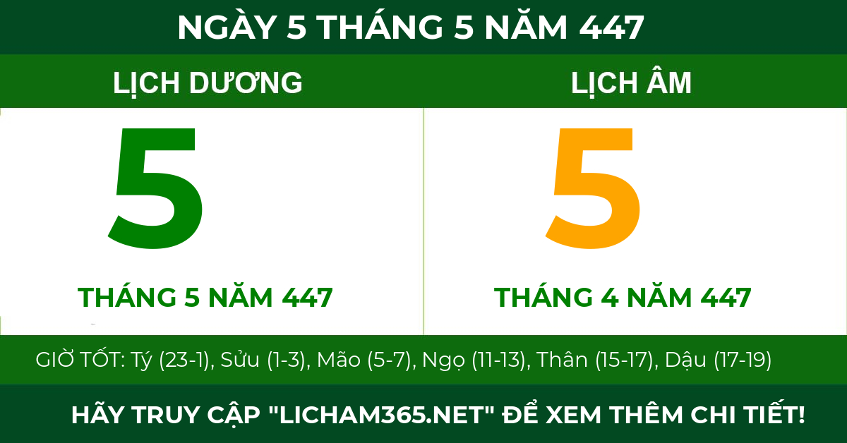 lịch âm ngày 5 tháng 5 năm 447