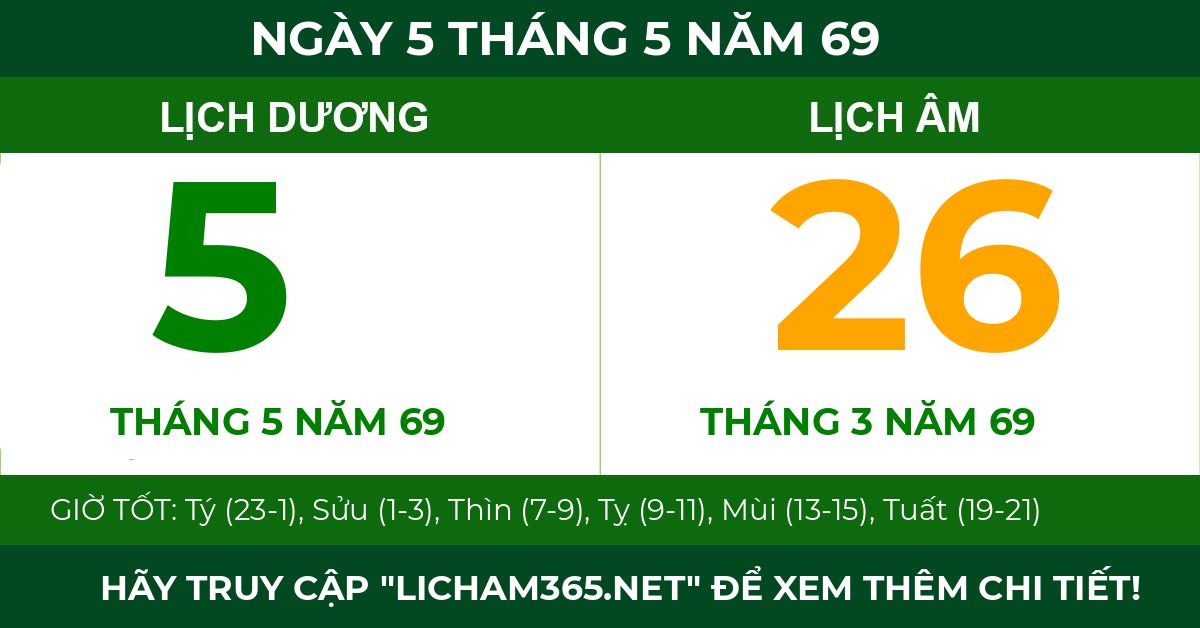 lịch âm ngày 5 tháng 5 năm 69