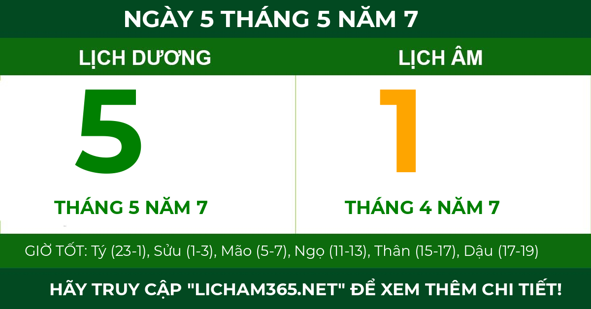 lịch âm ngày 5 tháng 5 năm 7