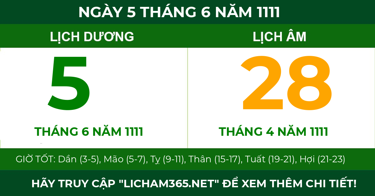 lịch âm ngày 5 tháng 6 năm 1111