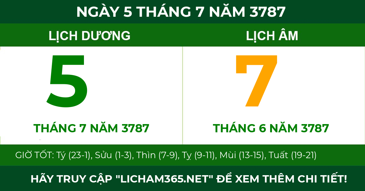 lịch âm ngày 5 tháng 7 năm 3787