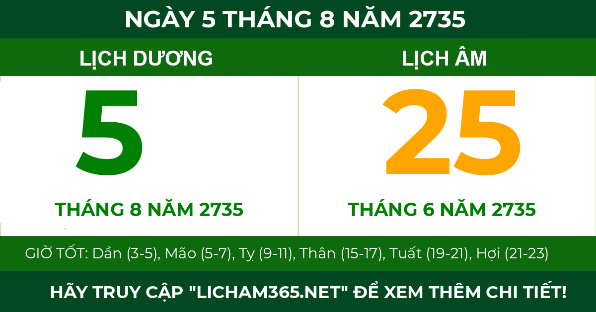 lịch âm ngày 5 tháng 8 năm 2735