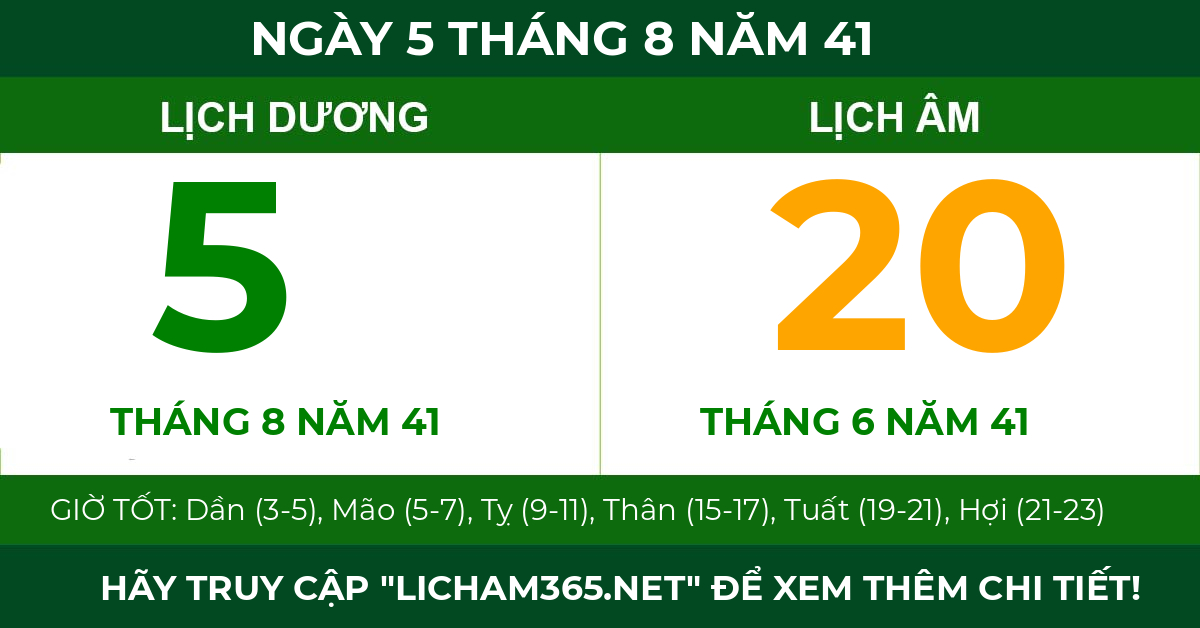lịch âm ngày 5 tháng 8 năm 41