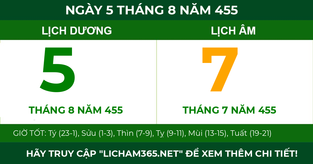 lịch âm ngày 5 tháng 8 năm 455