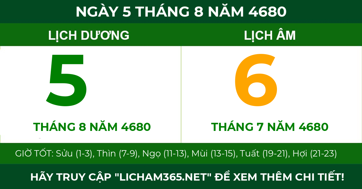 lịch âm ngày 5 tháng 8 năm 4680