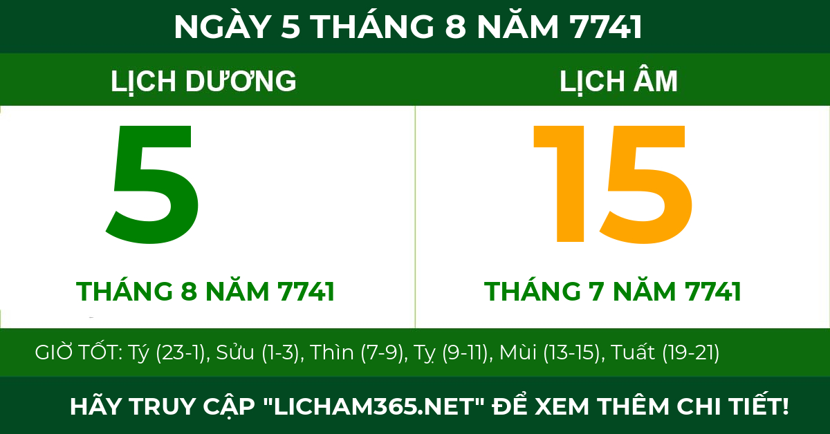 lịch âm ngày 5 tháng 8 năm 7741