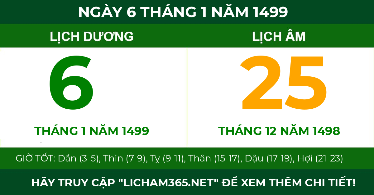 lịch âm ngày 6 tháng 1 năm 1499