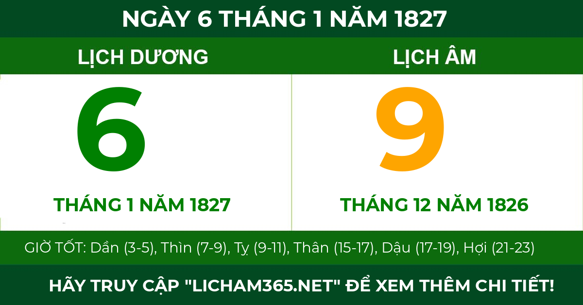 lịch âm ngày 6 tháng 1 năm 1827