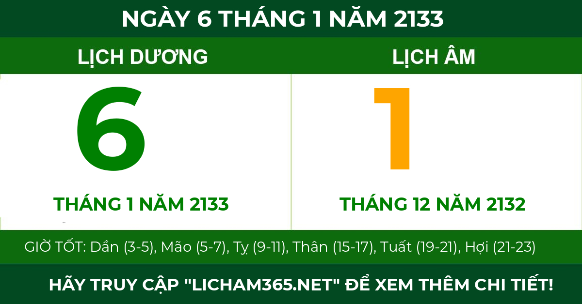 lịch âm ngày 6 tháng 1 năm 2133