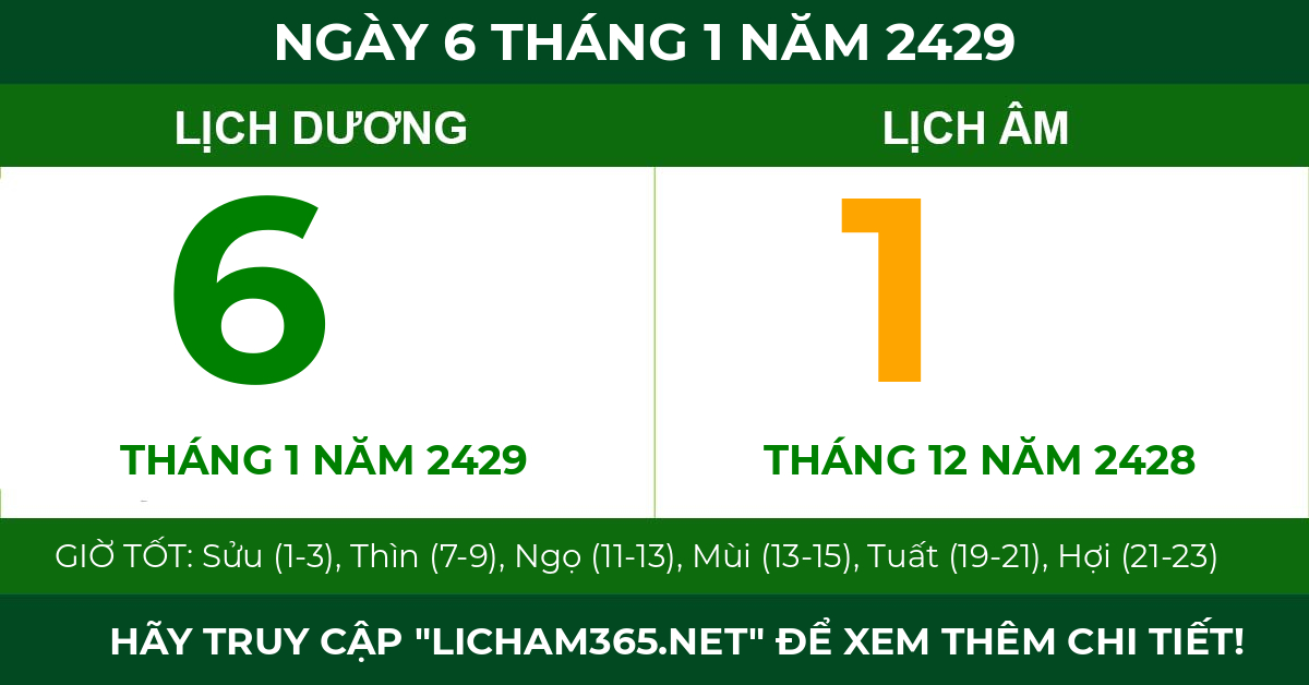 lịch âm ngày 6 tháng 1 năm 2429