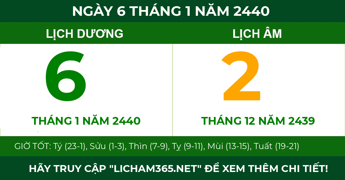 lịch âm ngày 6 tháng 1 năm 2440