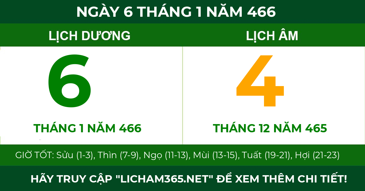 lịch âm ngày 6 tháng 1 năm 466