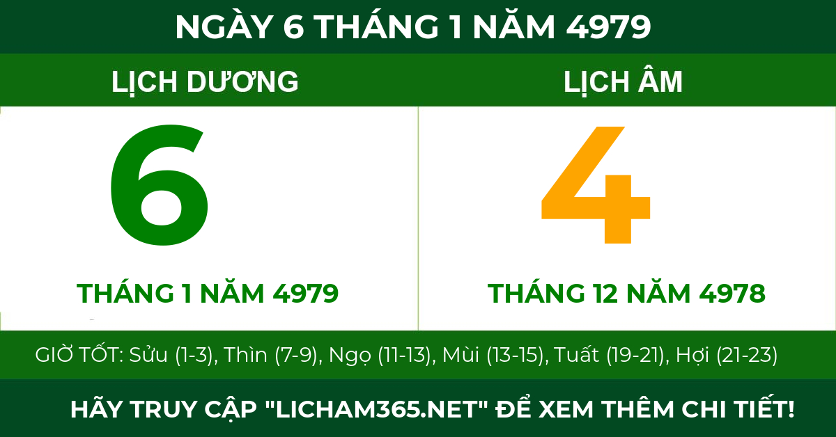 lịch âm ngày 6 tháng 1 năm 4979