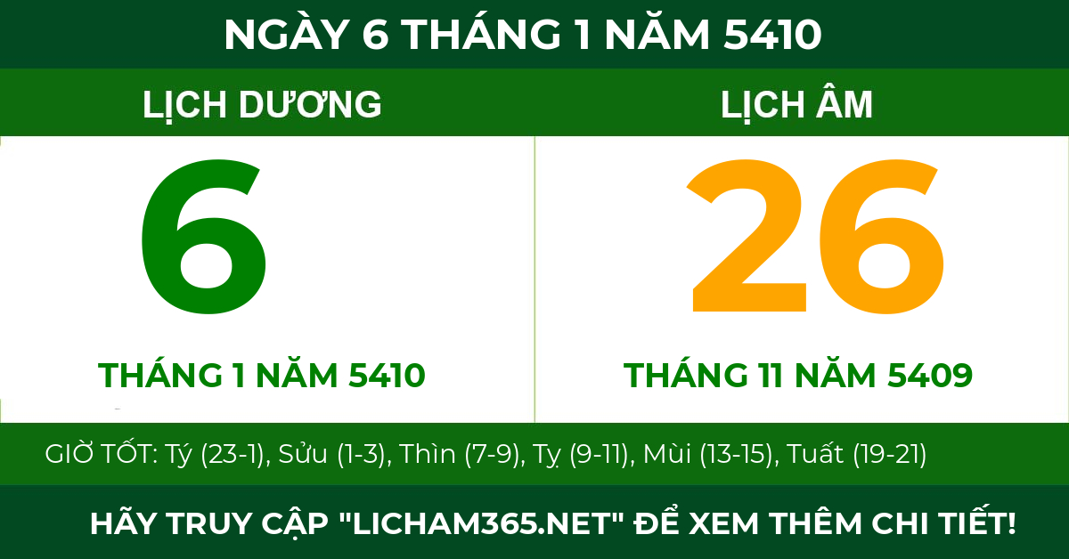 lịch âm ngày 6 tháng 1 năm 5410