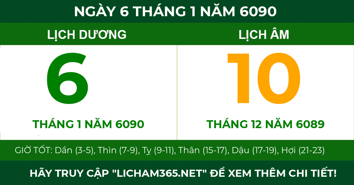 lịch âm ngày 6 tháng 1 năm 6090