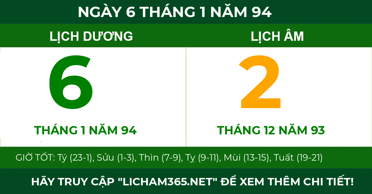 lịch âm ngày 6 tháng 1 năm 94