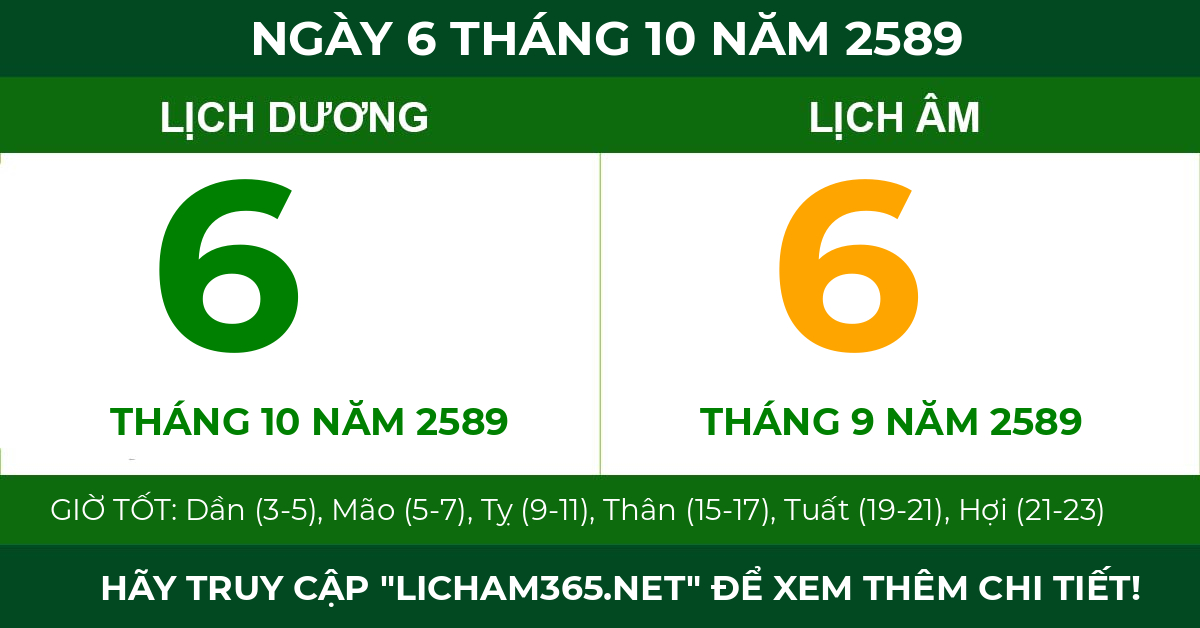 lịch âm ngày 6 tháng 10 năm 2589