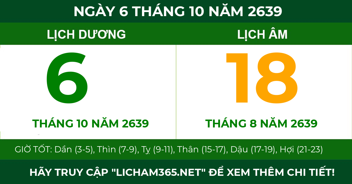 lịch âm ngày 6 tháng 10 năm 2639