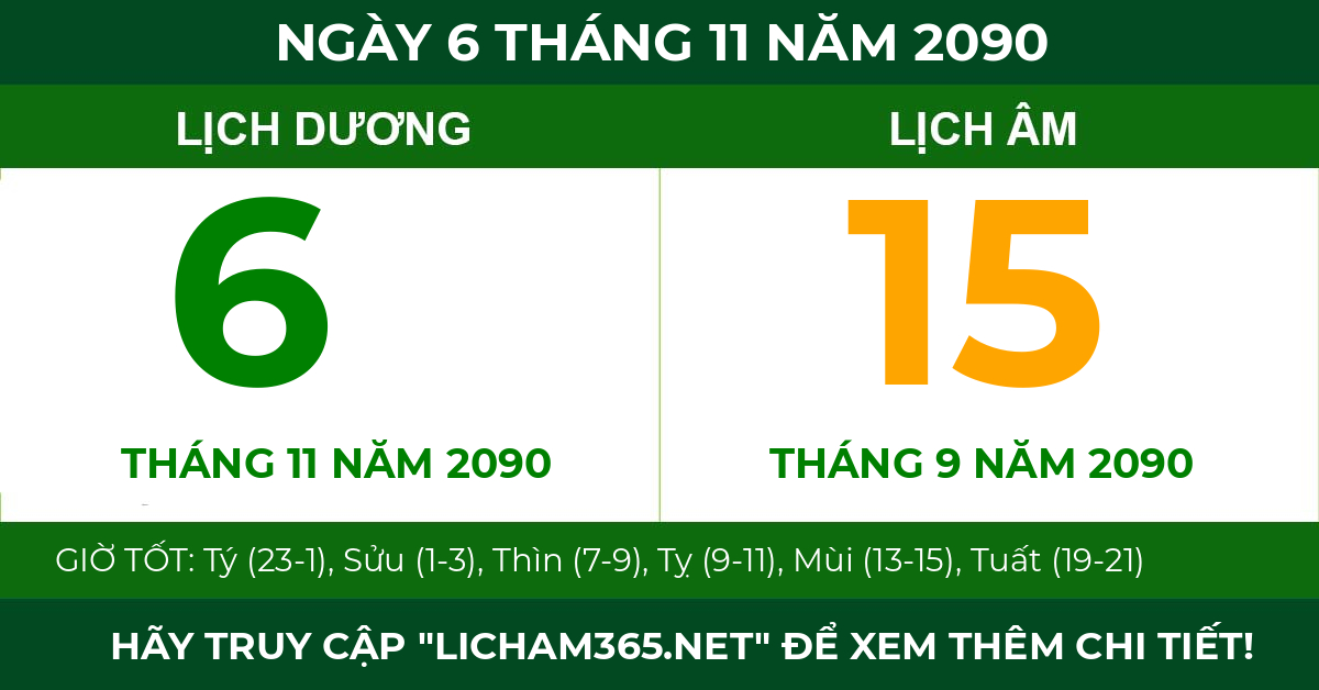lịch âm ngày 6 tháng 11 năm 2090