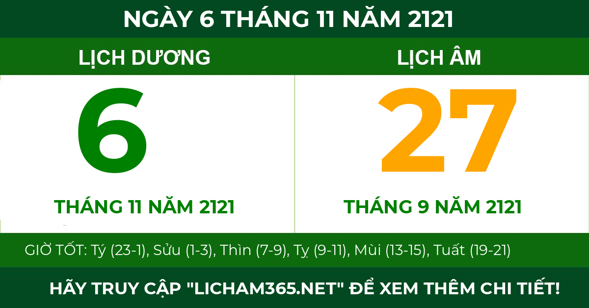 lịch âm ngày 6 tháng 11 năm 2121