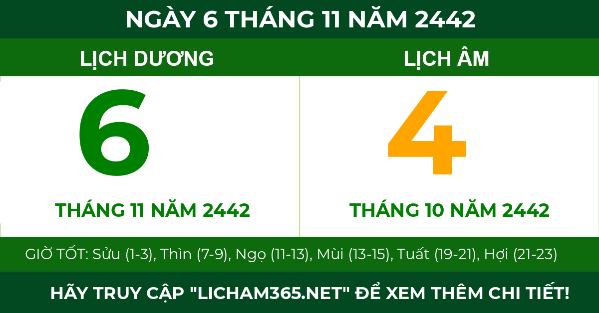 lịch âm ngày 6 tháng 11 năm 2442