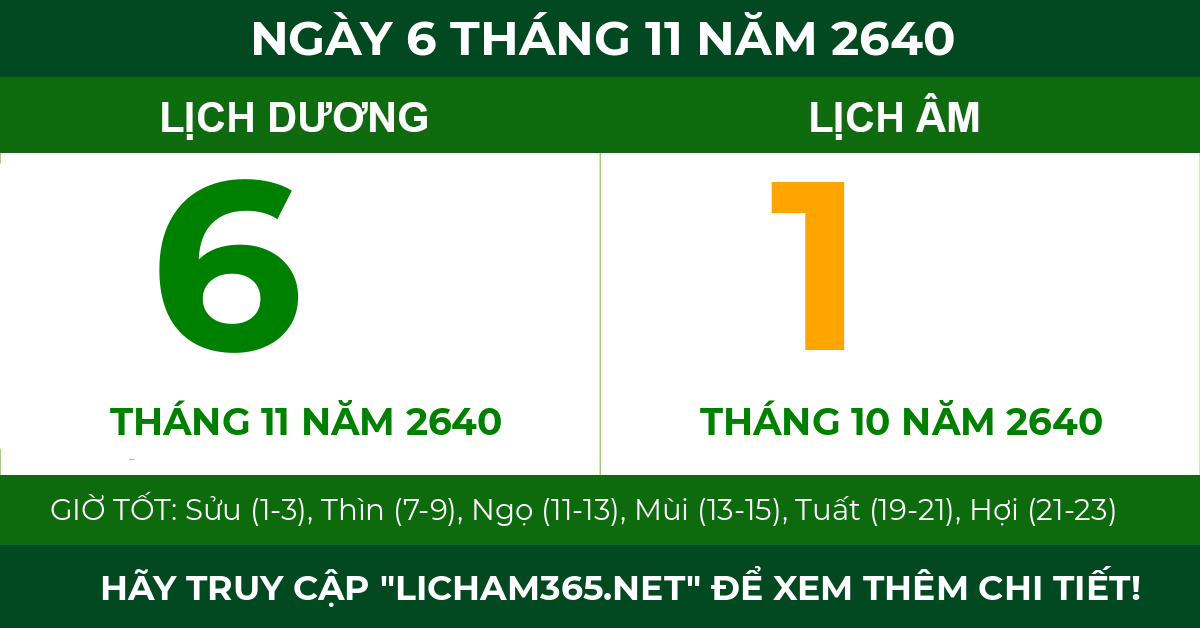 lịch âm ngày 6 tháng 11 năm 2640