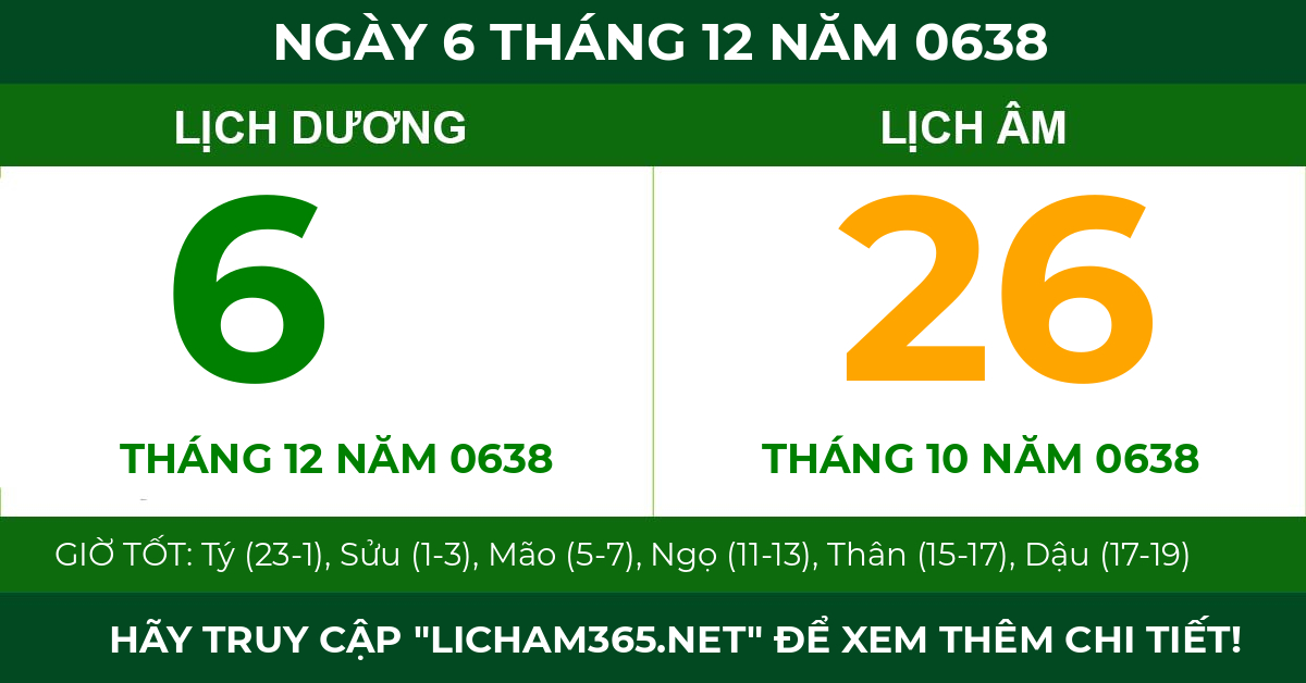 lịch âm ngày 6 tháng 12 năm 0638