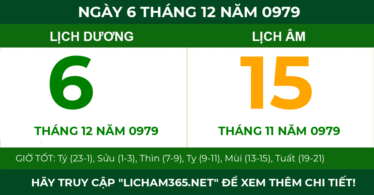 lịch âm ngày 6 tháng 12 năm 0979
