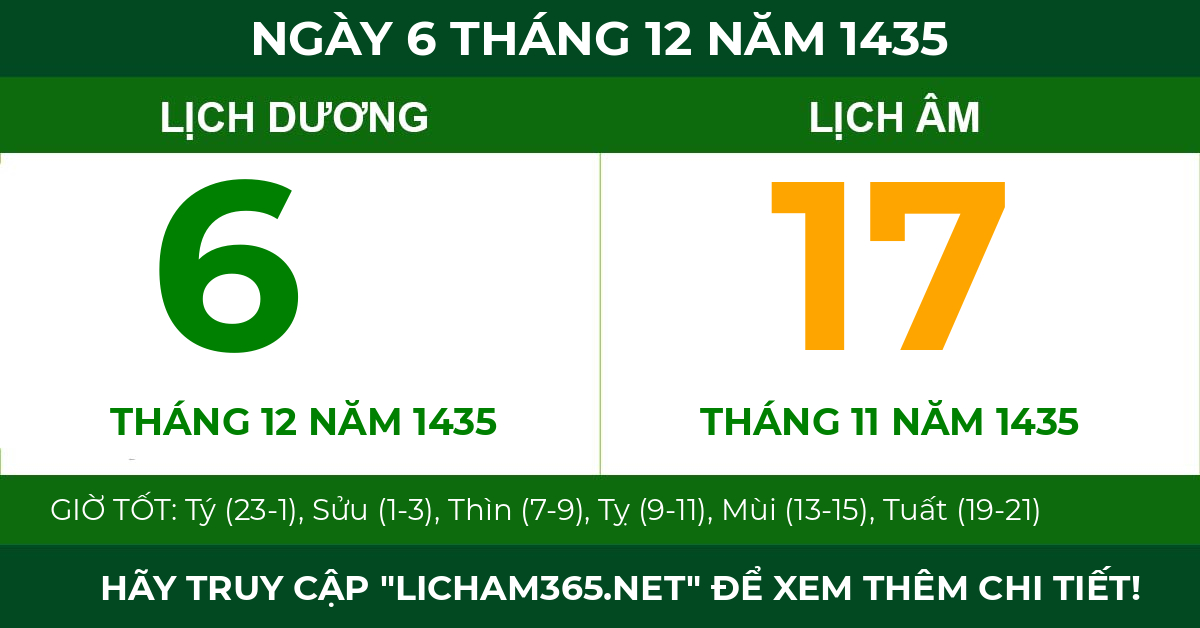 lịch âm ngày 6 tháng 12 năm 1435