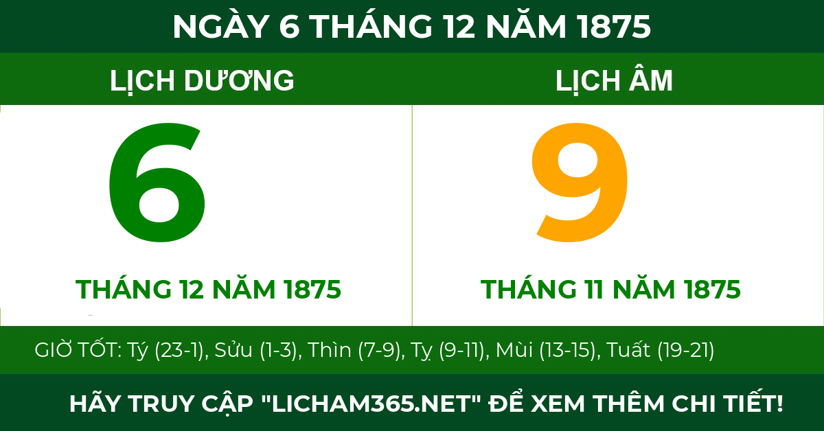lịch âm ngày 6 tháng 12 năm 1875